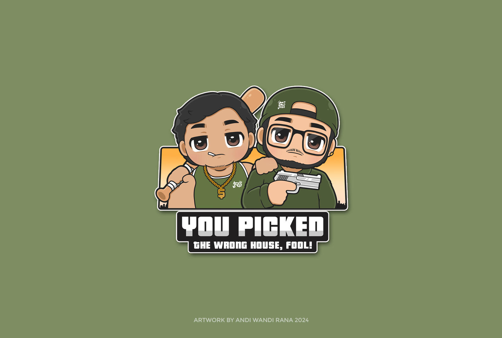 Commissioned illustration for Tara Arts Game Indonesia x Gema Show Indo – GTA-themed. 2024